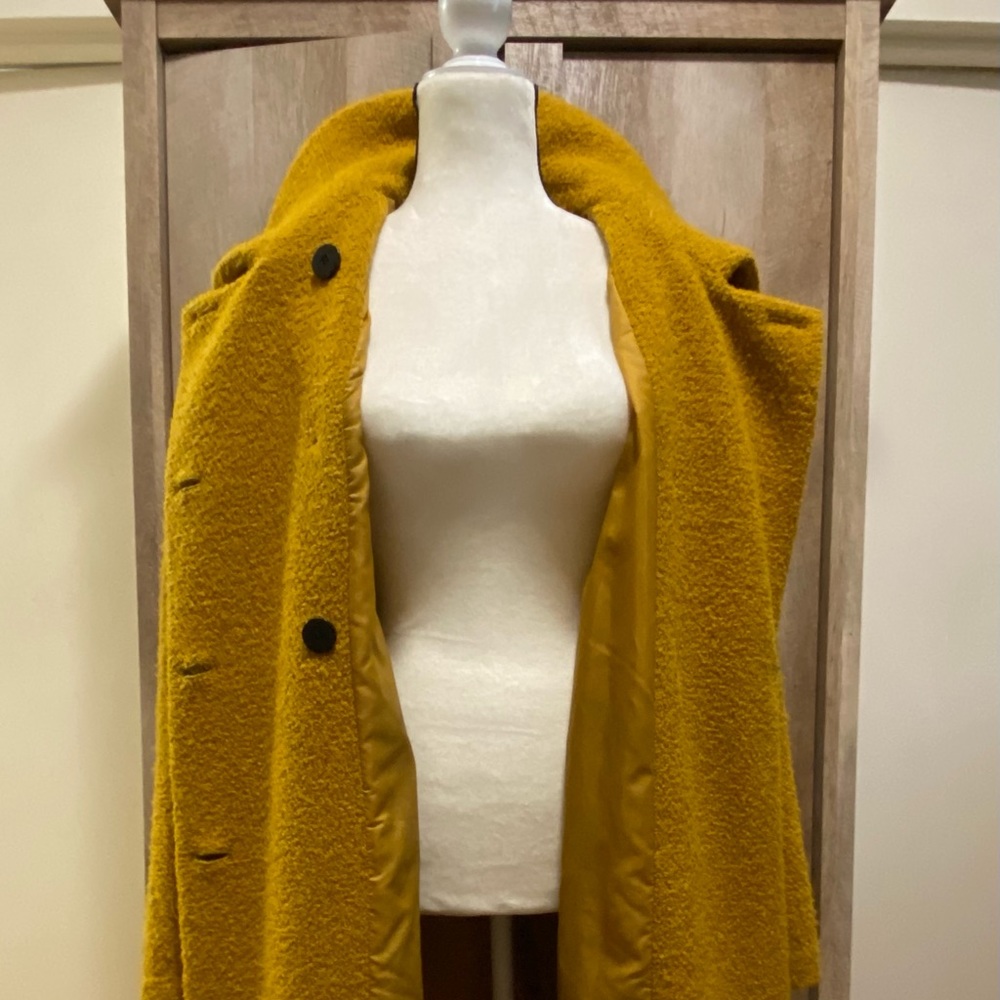 Madewell Bouclé Wool Double Breasted Cocoon Coat - Large -Mustard Yellow - Picture 3 of 10